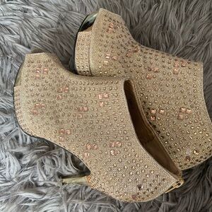 Gold Studded Embellished Heels